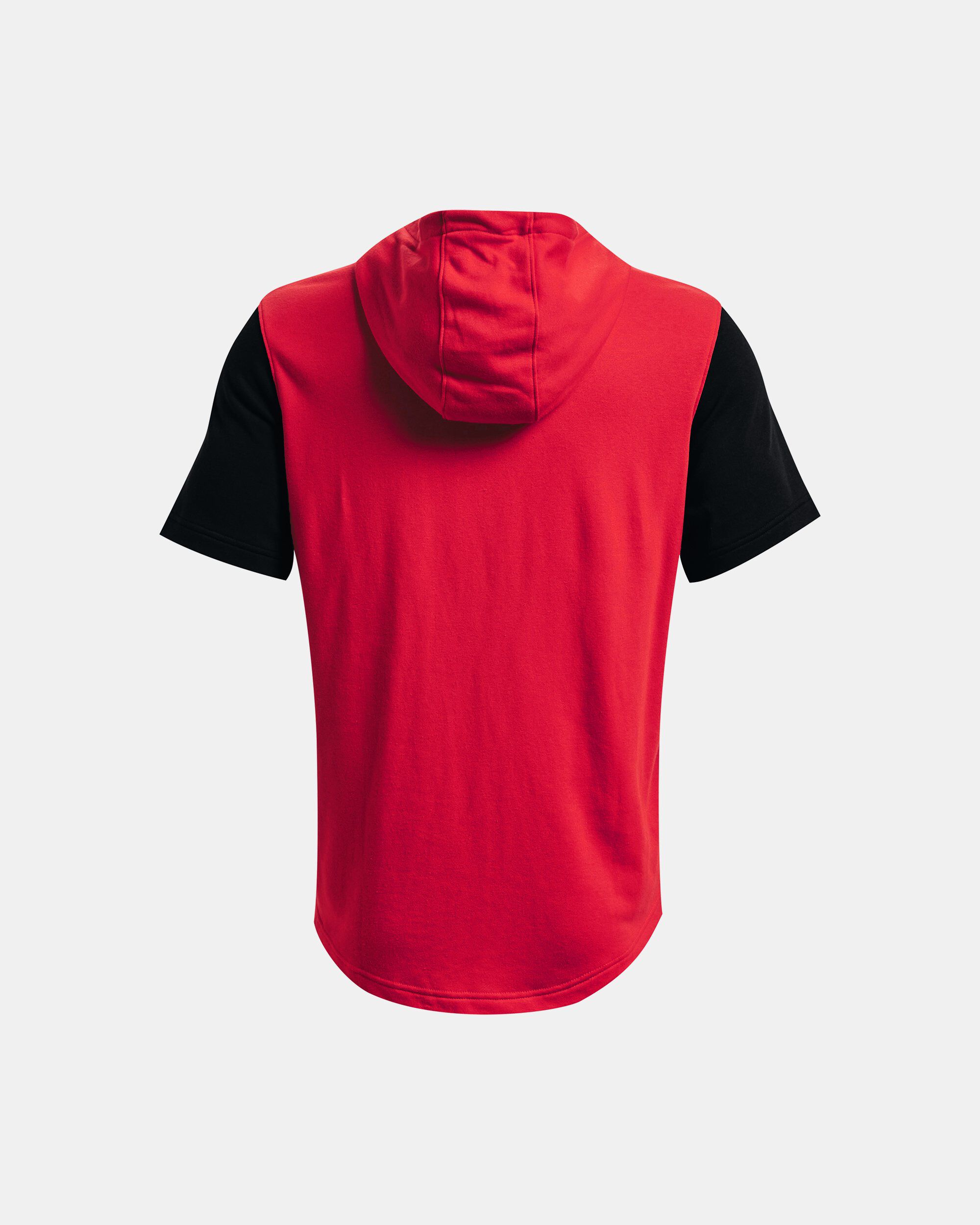 Red short sleeve hoodie mens top