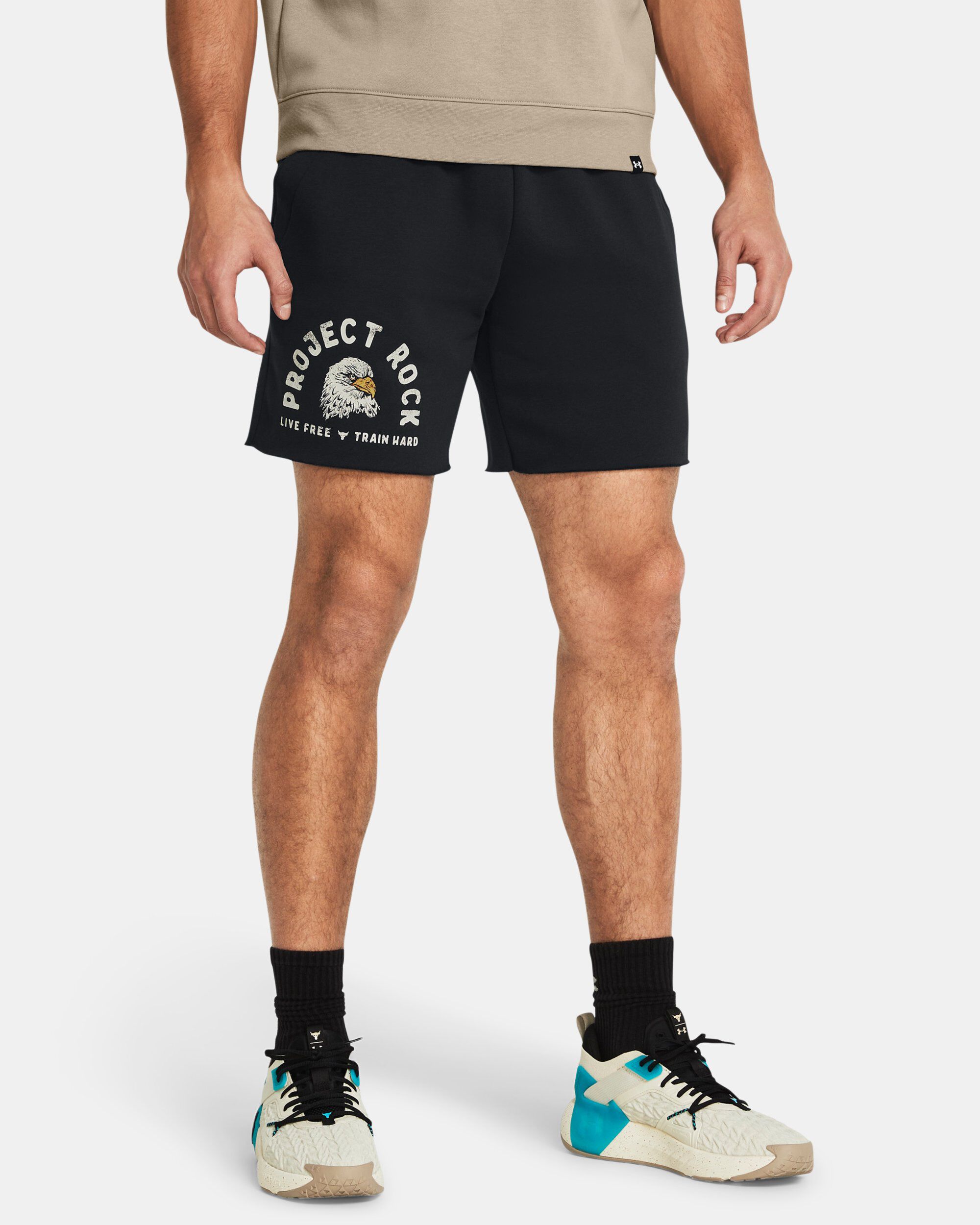 Buy Men s Project Rock Essential Fleece Shorts Black in Dubai UAE Under Armour