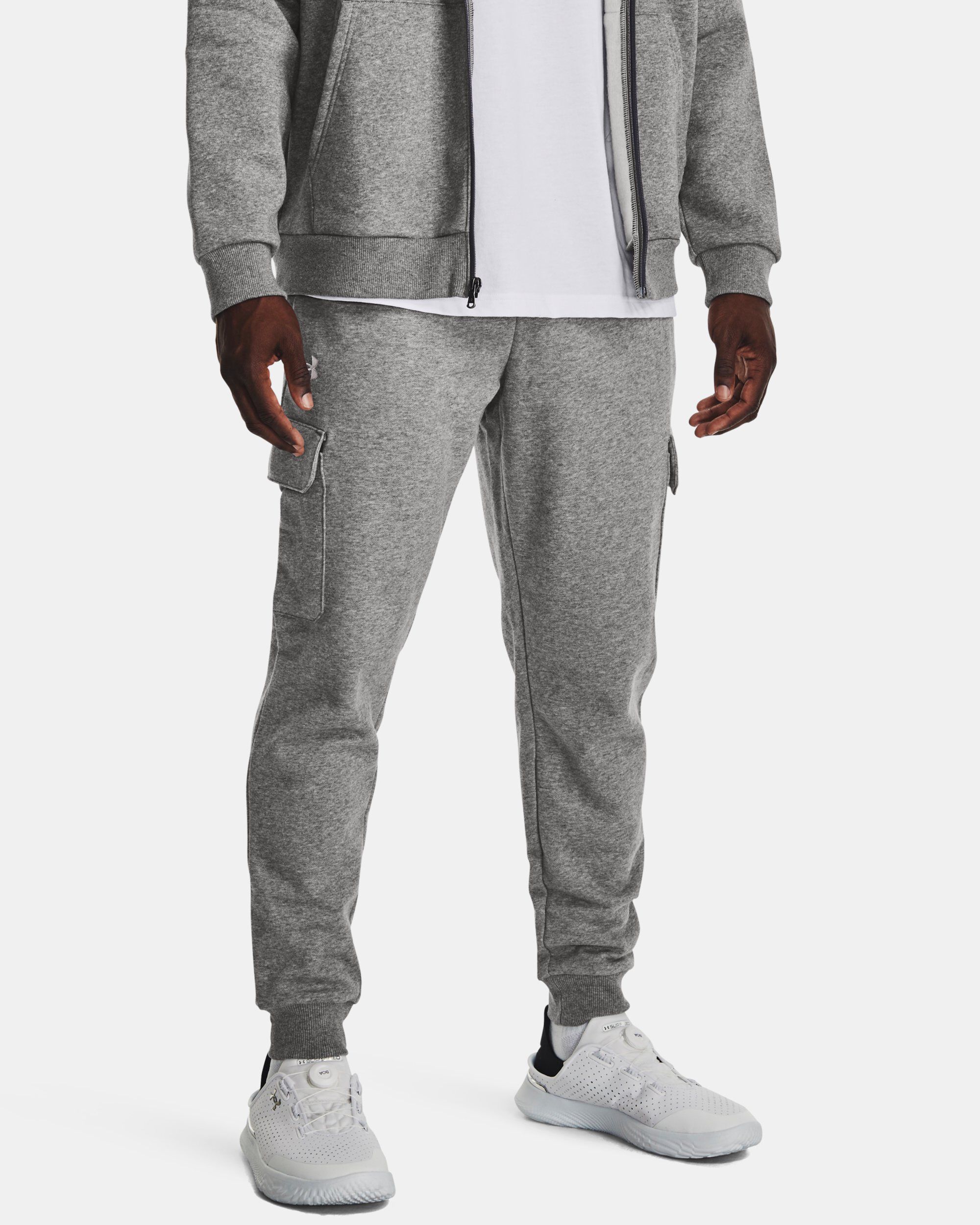 Fleece cargo joggers mens clearance