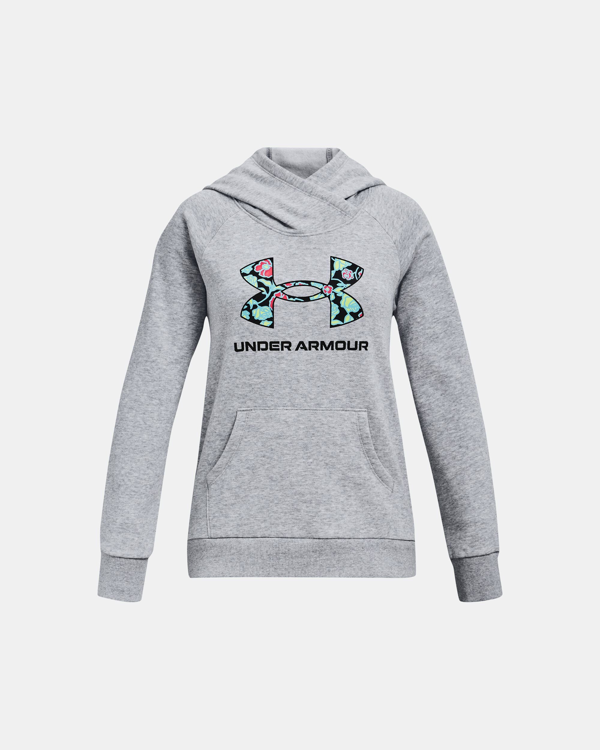 Under Armour Girls UA Rival Fleece Core Logo Hoodie Grey in Dubai