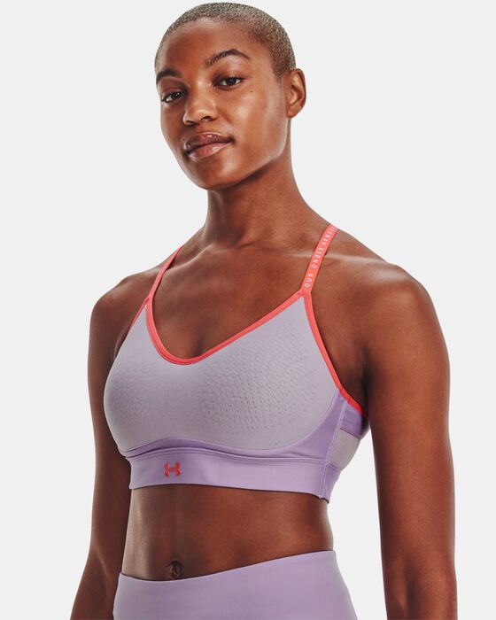 Under Armour Sports Bra Large Blue Racerback Spellout Workout Low Support 