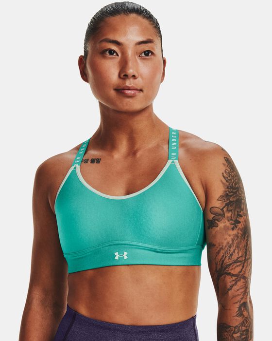 Women's UA Infinity Mid Heather Cover Sports Bra image number 0