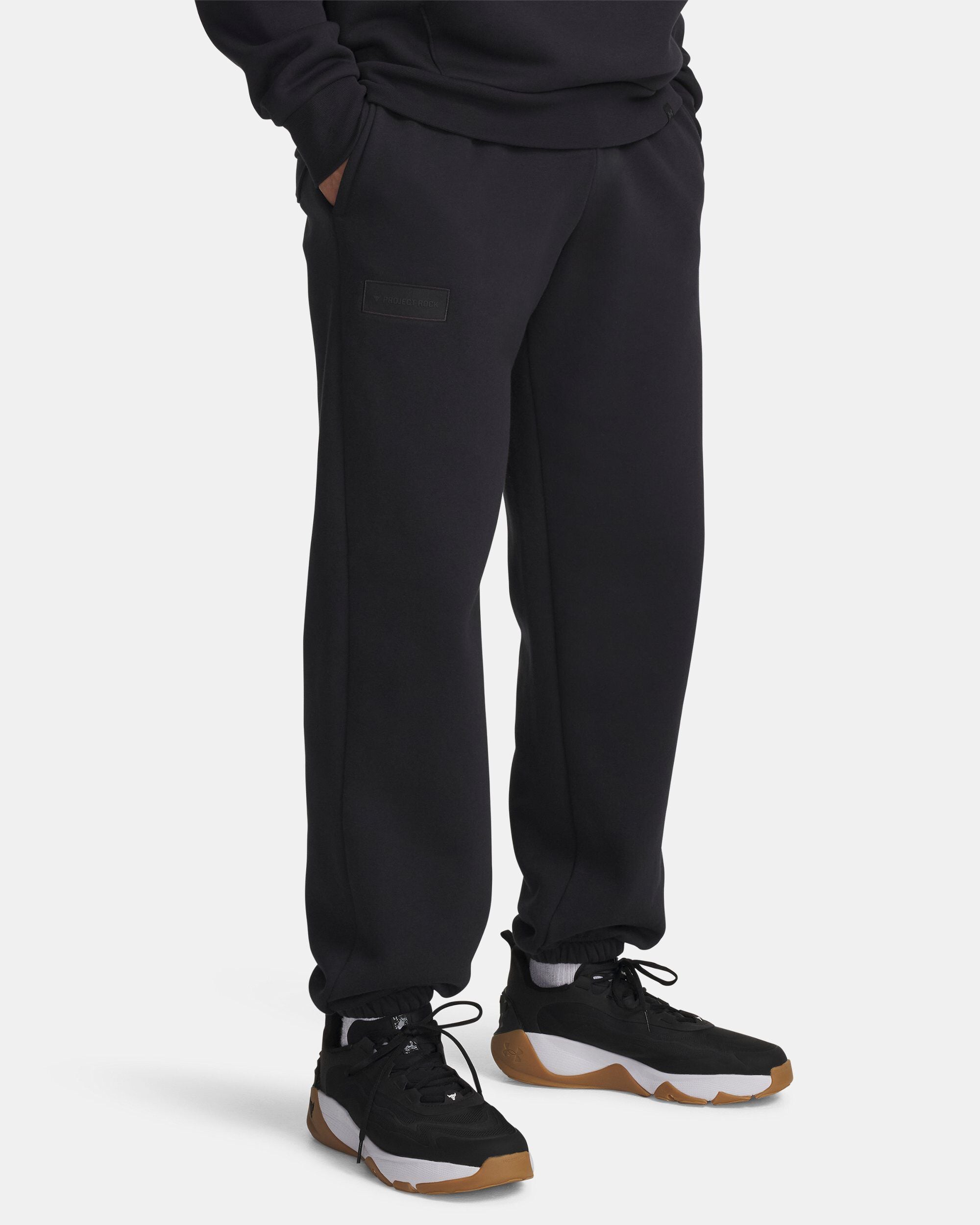 Shop Under Armour Project Rock Icon Fleece Men's Track Pants Black