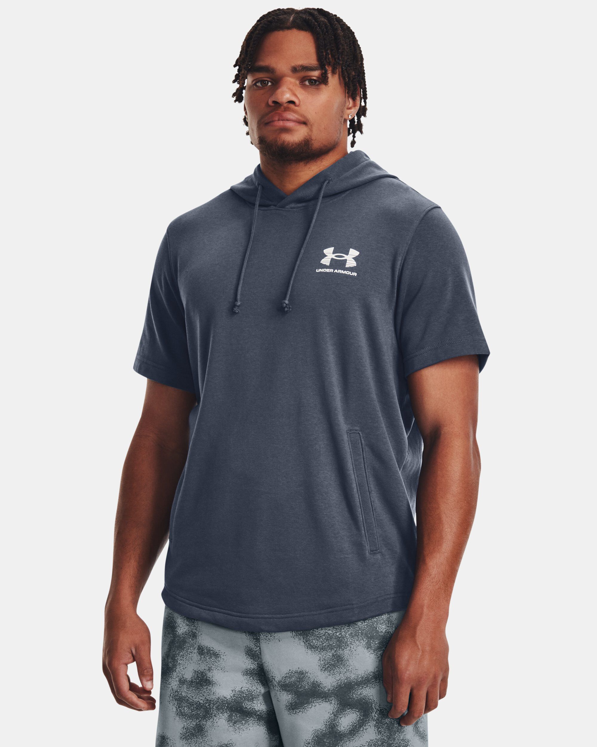 Under Armour Men s UA Rival Terry Short Sleeve Hoodie Grey in