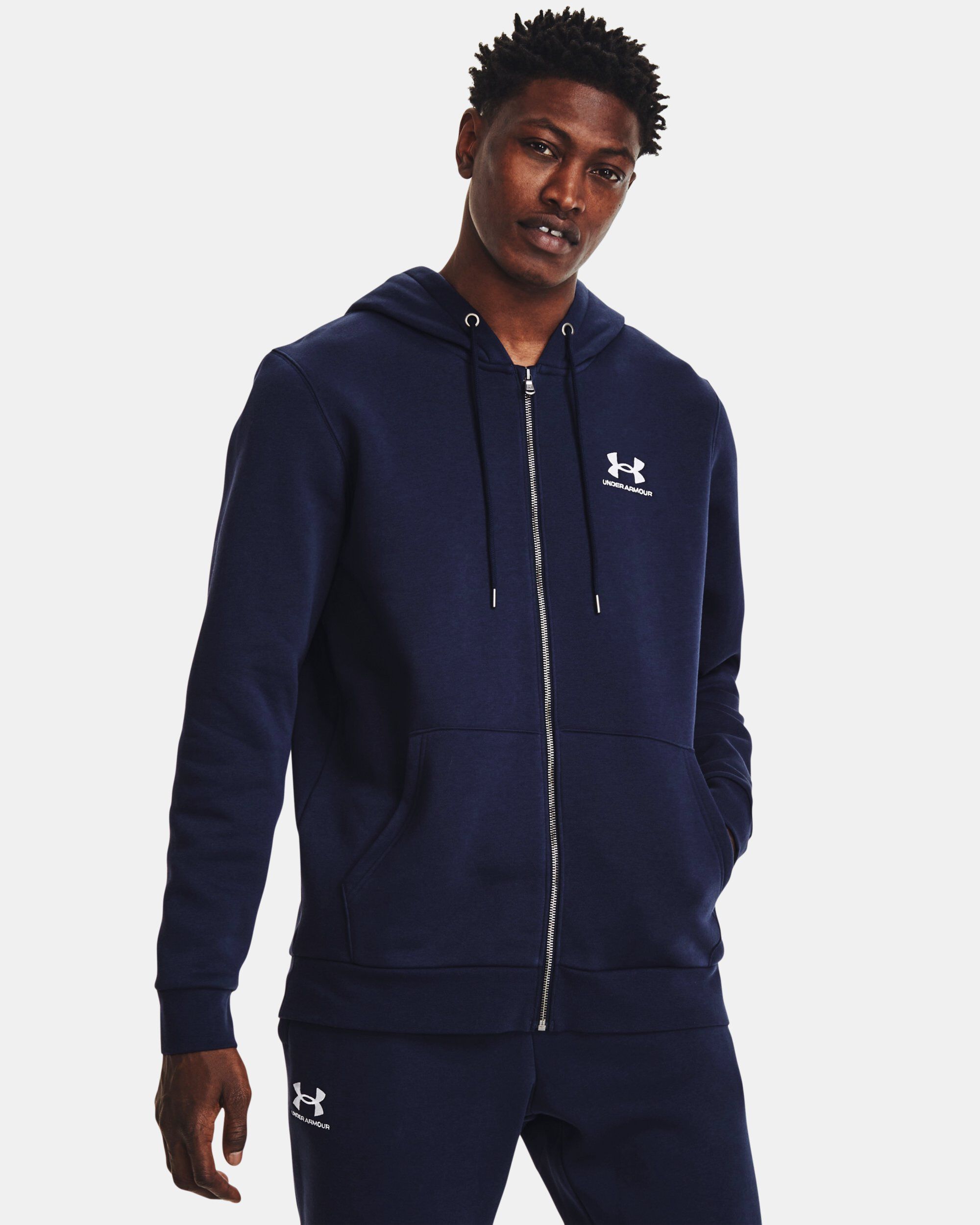 Under Armour Men s UA Essential Fleece Full Zip Hoodie Blue in