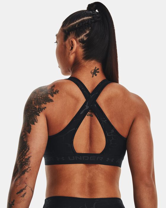 Women's Armour® Mid Crossback Emboss Sports Bra image number 1