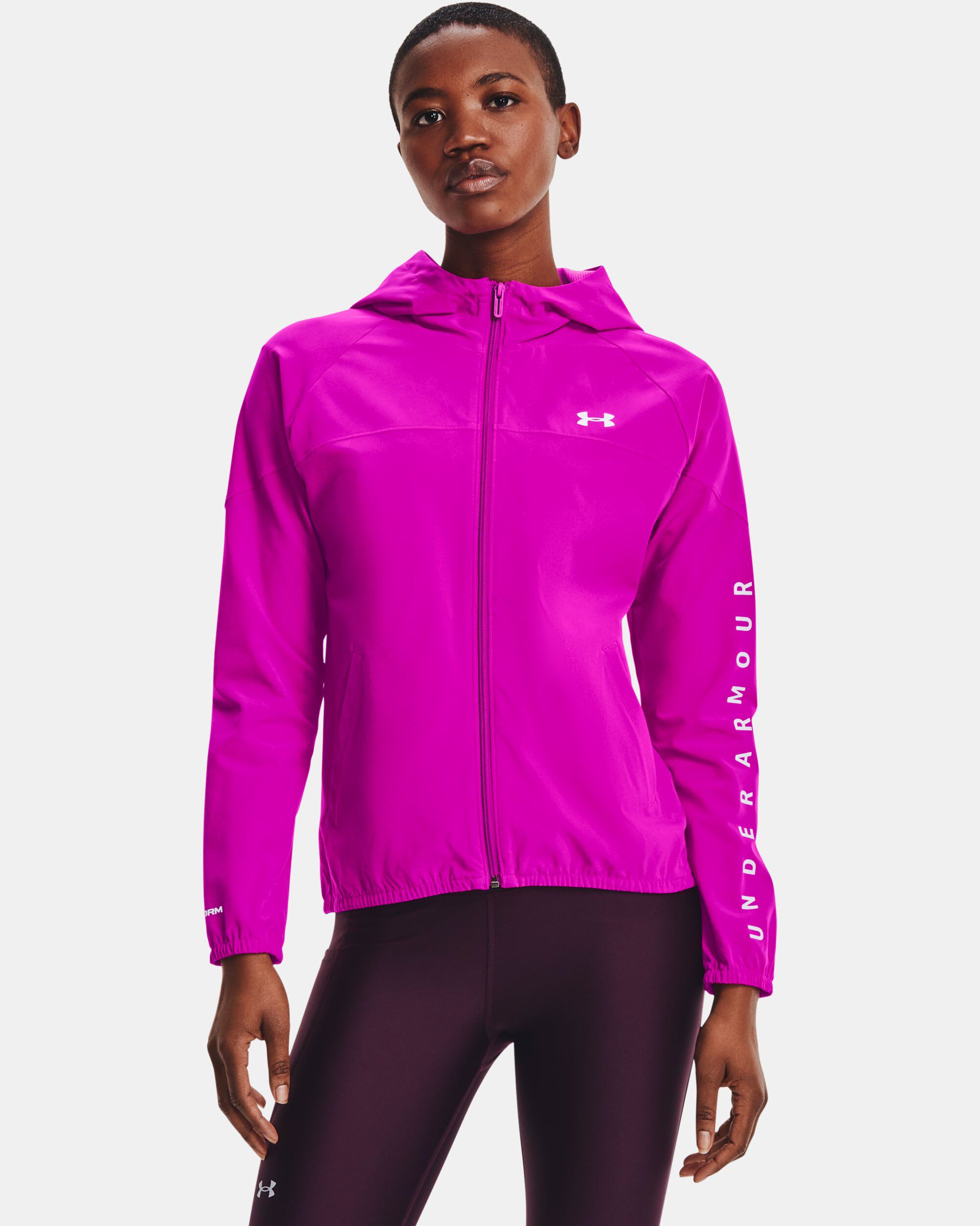 Women's ua woven branded full zip hoodie 2025