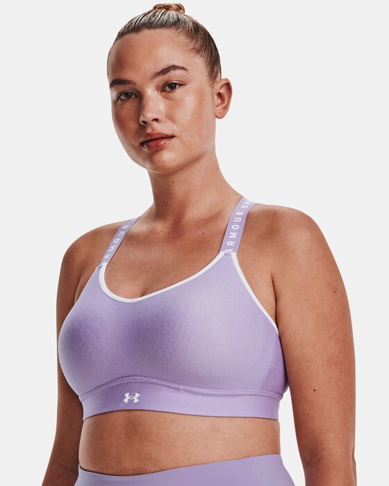 Women's UA Infinity Mid Heather Cover Sports Bra image number 4