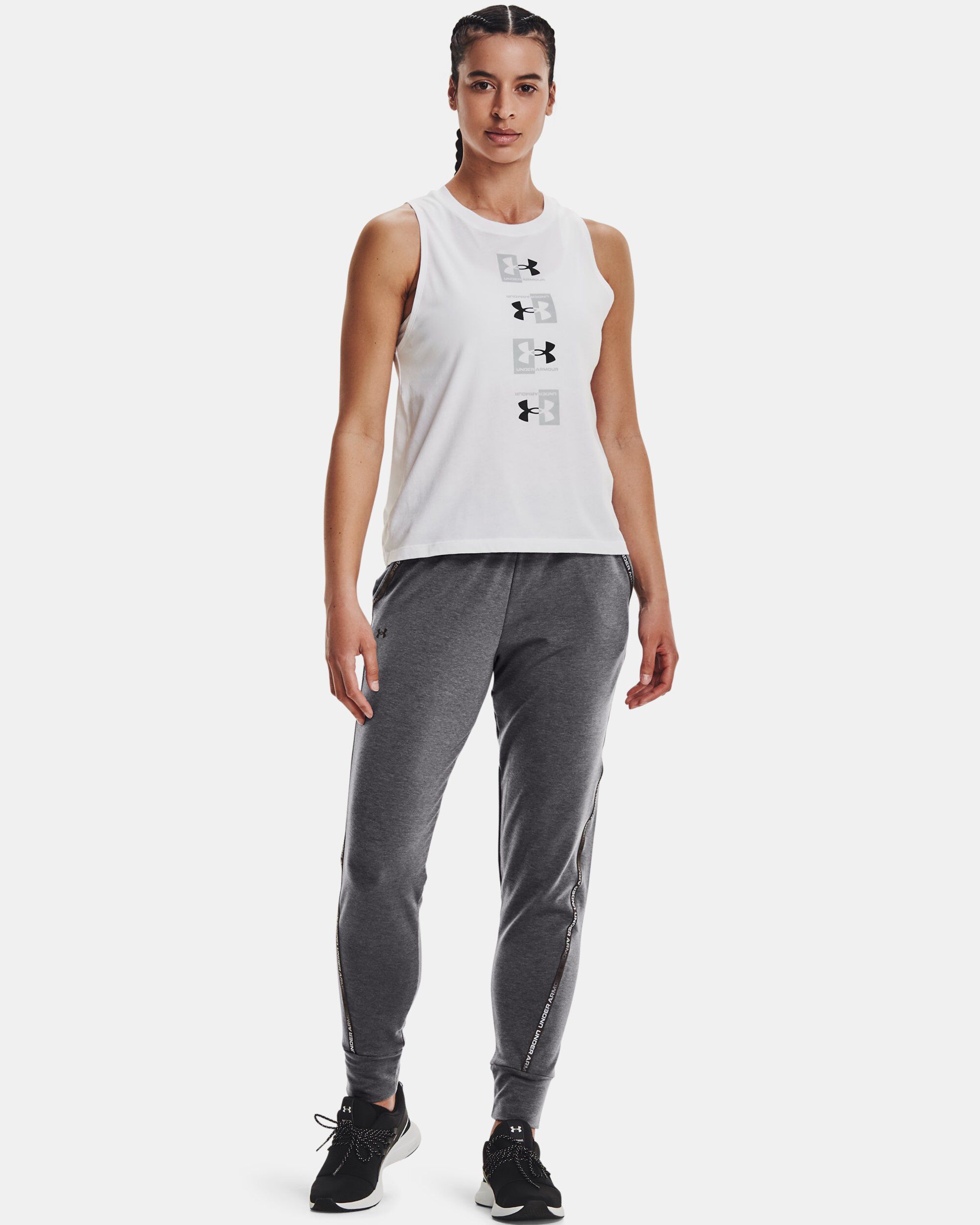 Women's ua fleece shop taped wordmark pants