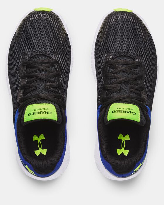 Boys' Grade School UA Charged Pursuit 2 Big Logo Running Shoes image number 2