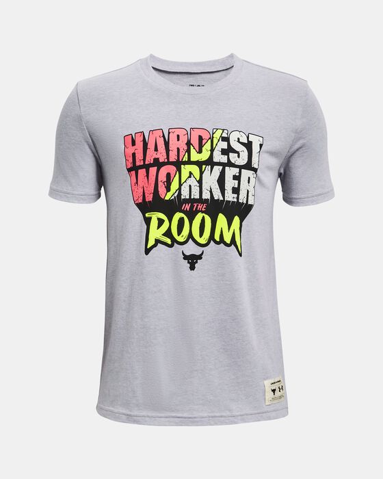 Boys' Project Rock Hardest Worker In The Room Short Sleeve image number 0