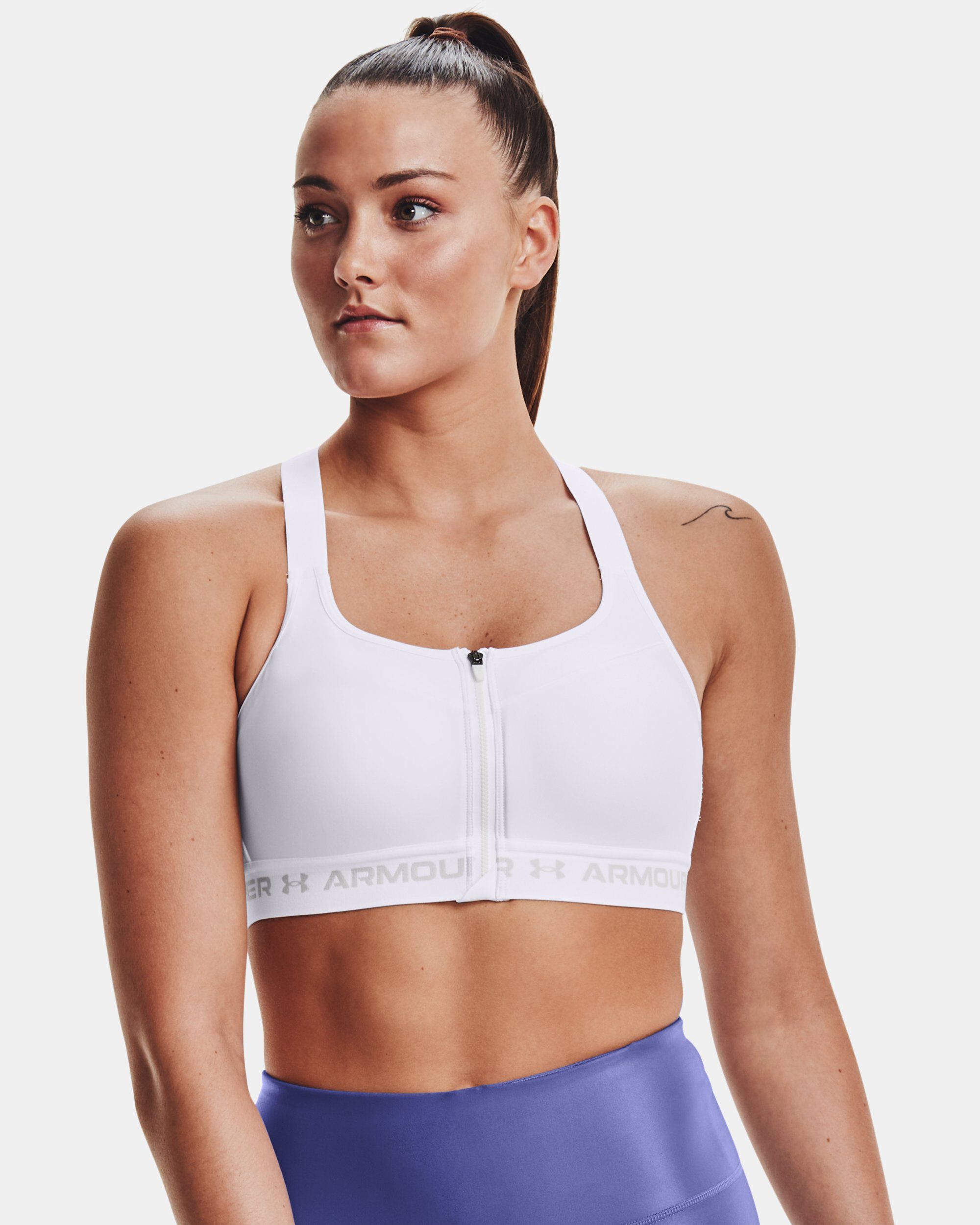 Buy Women s Armour High Crossback Zip Sports Bra White in Dubai UAE Under Armour