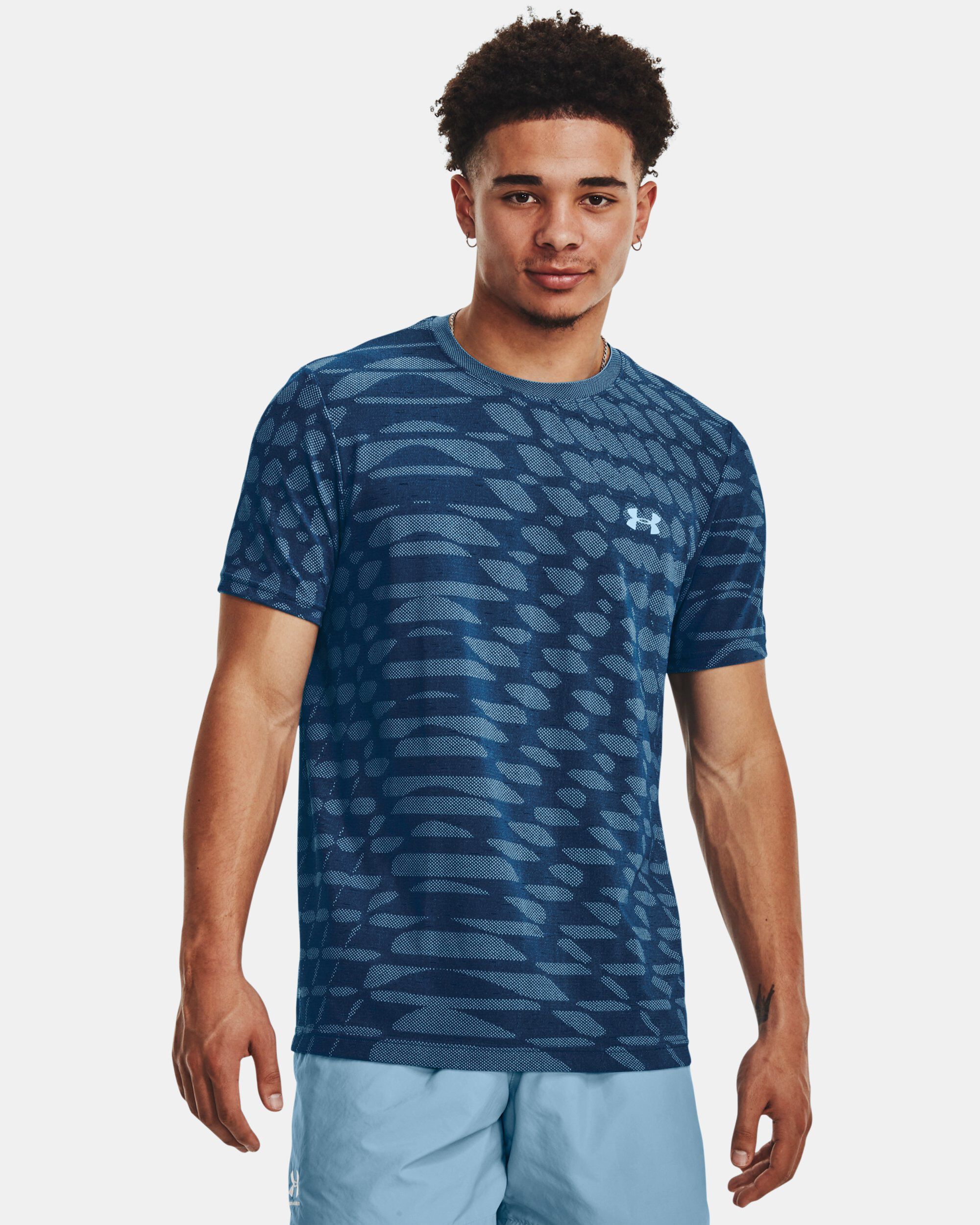 Buy Men s UA Seamless Ripple Short Sleeve Blue in Dubai UAE Under Armour