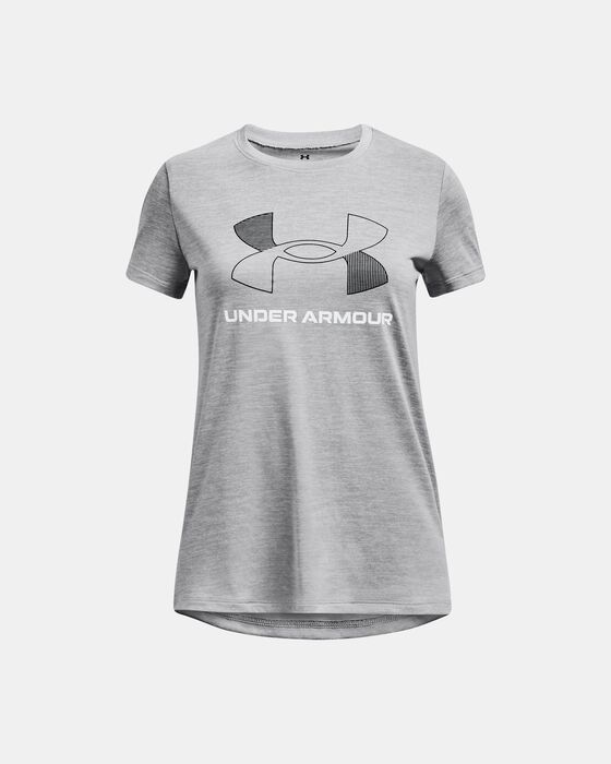 Girls' UA Tech™ Twist Big Logo Short Sleeve image number 0