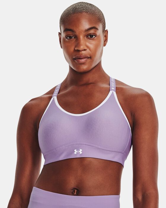 Women's UA Infinity Mid Heather Cover Sports Bra image number 2