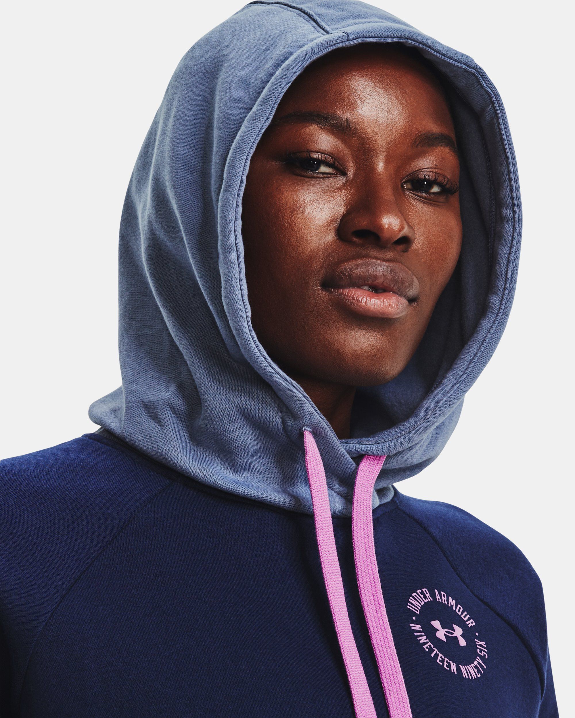 Buy Women s UA Rival Fleece Colorblock Hoodie Blue in Dubai UAE Under Armour