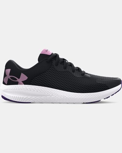 Girls' Grade School UA Charged Pursuit 2 Big Logo Running Shoes