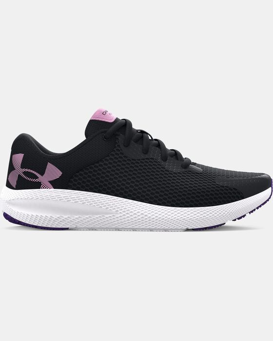 Girls' Grade School UA Charged Pursuit 2 Big Logo Running Shoes image number 0