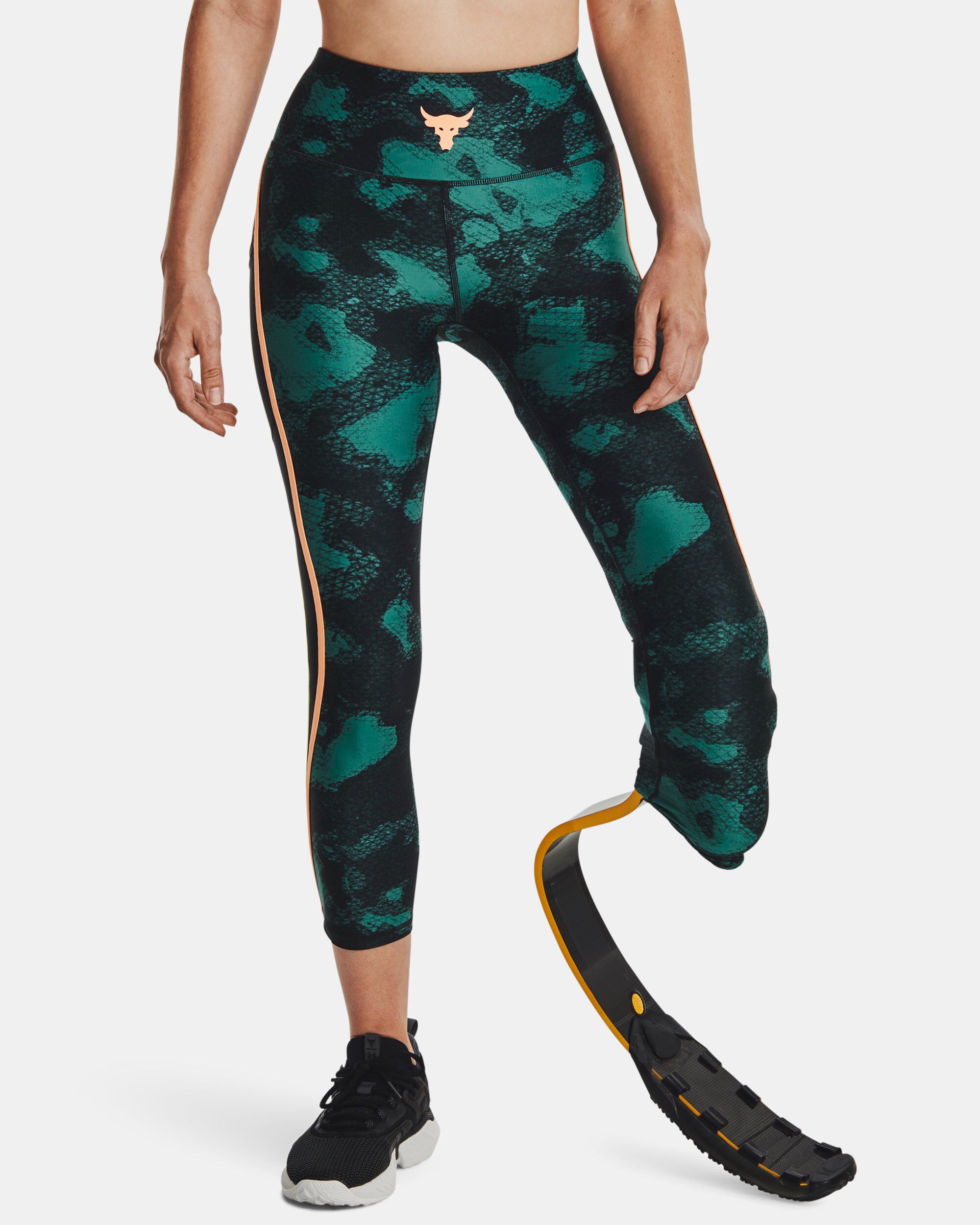 Buy Women s Project Rock HeatGear Printed Ankle Leggings Green in Dubai UAE Under Armour