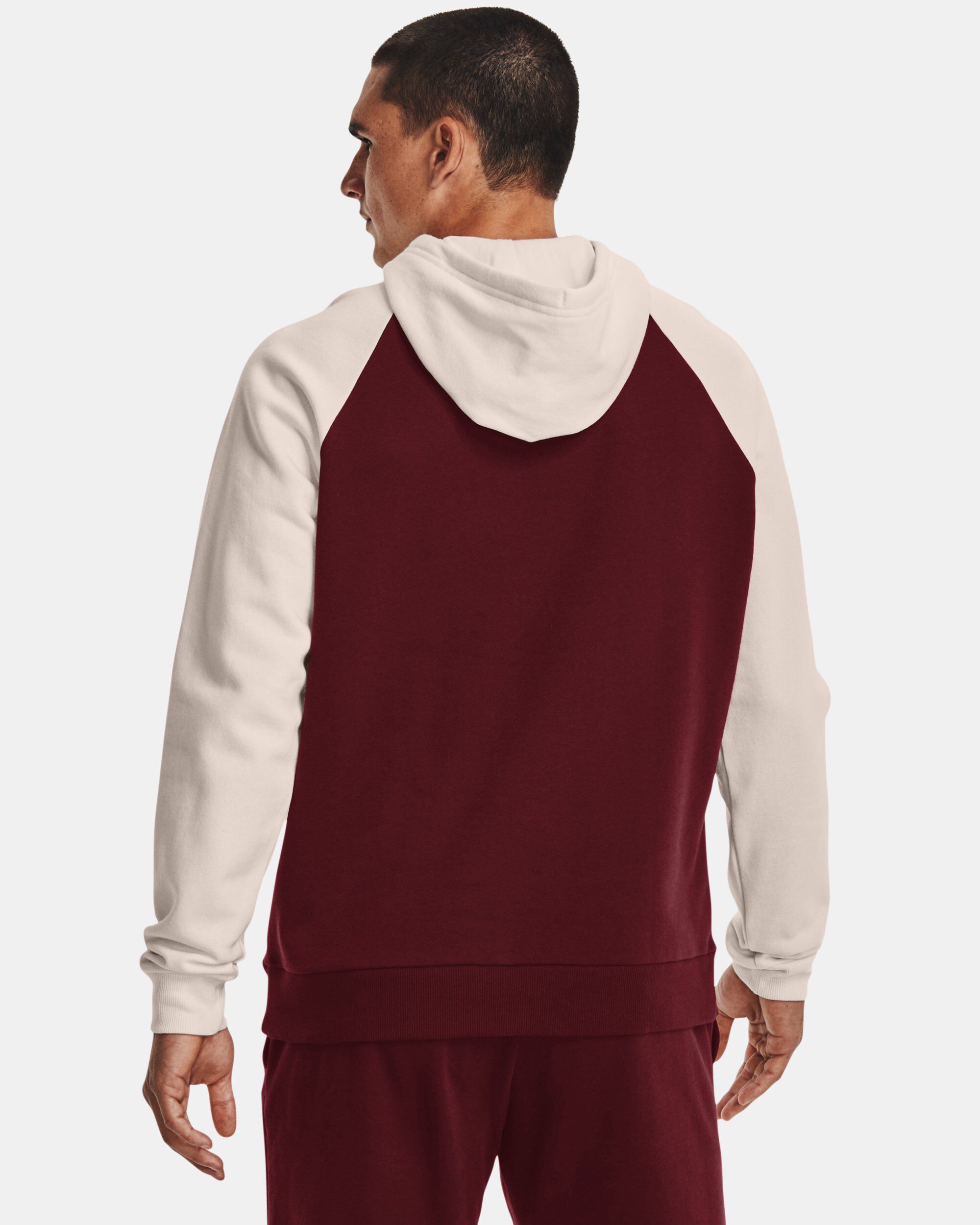 Buy Men s UA Rival Fleece Wordmark Colorblock Hoodie Red in Dubai UAE Under Armour