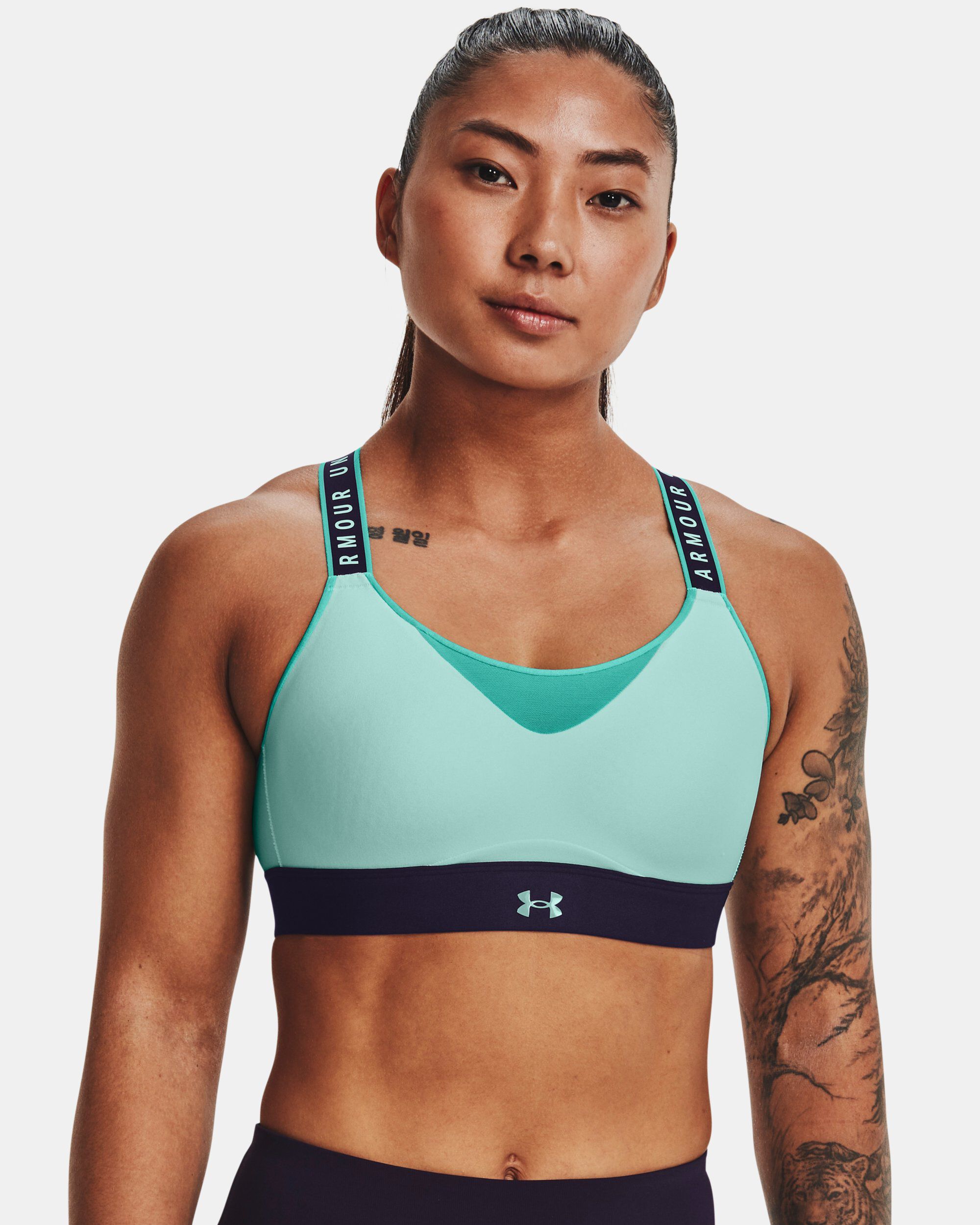 Under Armour Women s UA Infinity High Blocked Sports Bra Green in