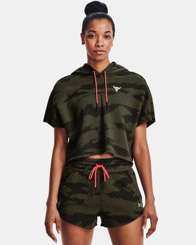 Women's Project Rock Fleece Printed Short Sleeve Hoodie