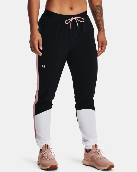 Buy Women's UA Armour Sport Woven Colorblock Pants Black in Dubai