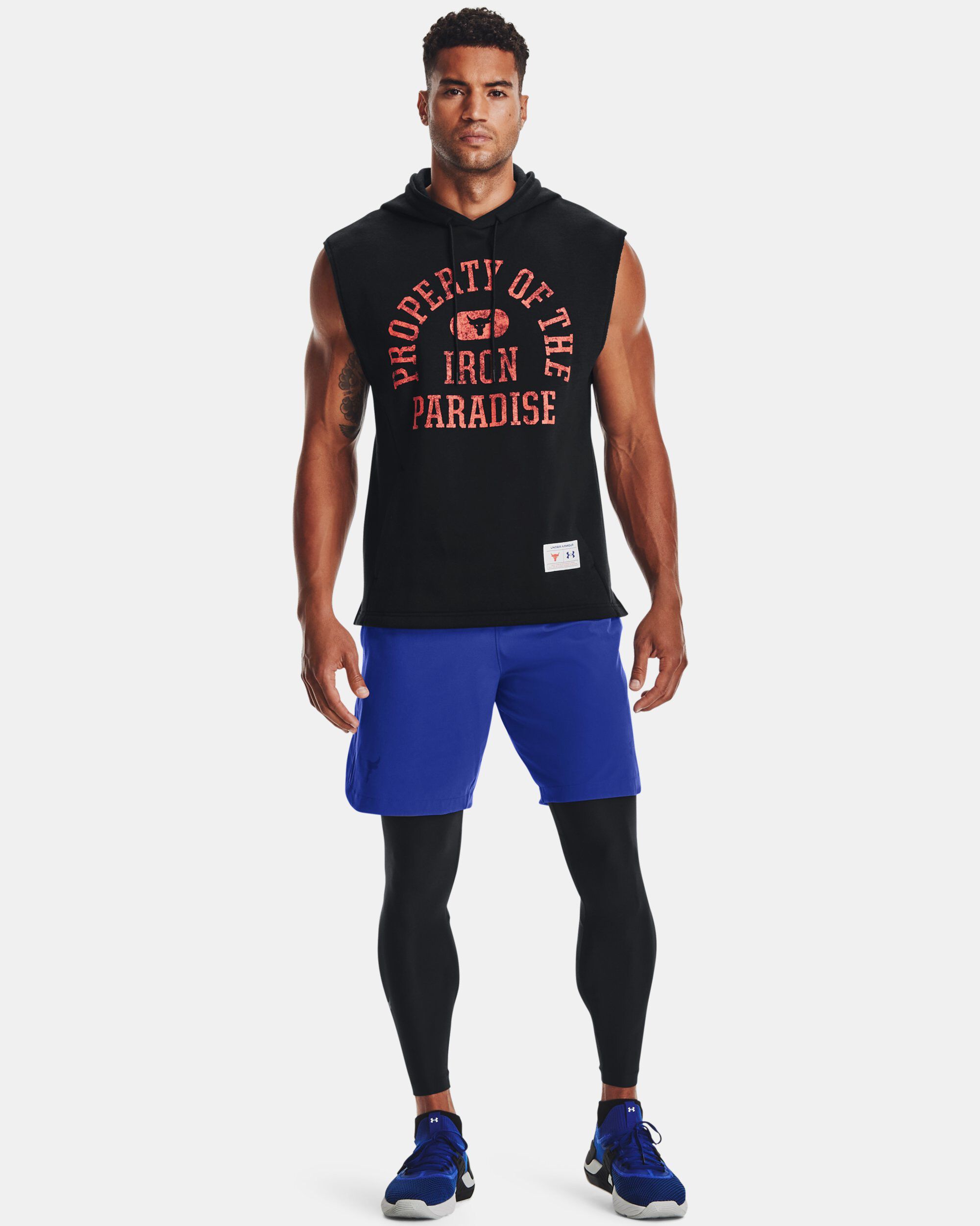 Men s Project Rock Charged Cotton Fleece Sleeveless Hoodie