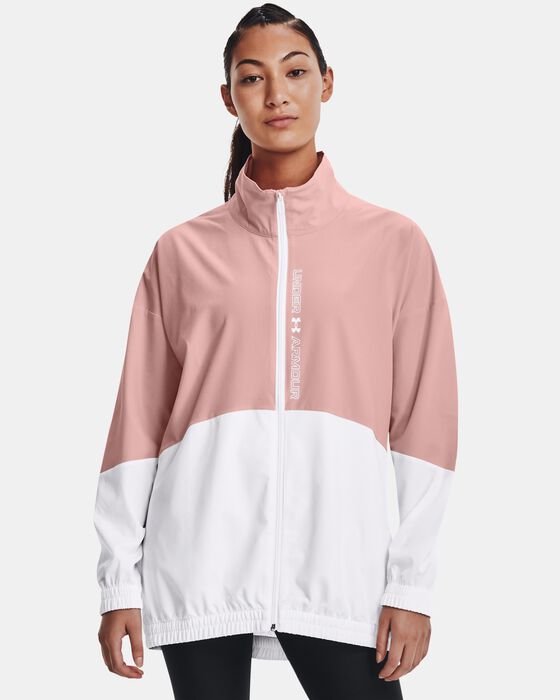 Under Armour Women's UA Woven Oversized FullZip Jacket Pink in Dubai, UAE