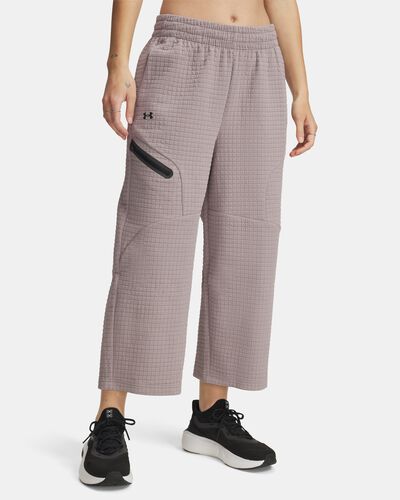 Women's UA Unstoppable Fleece Grid Wide Leg Crop Pants