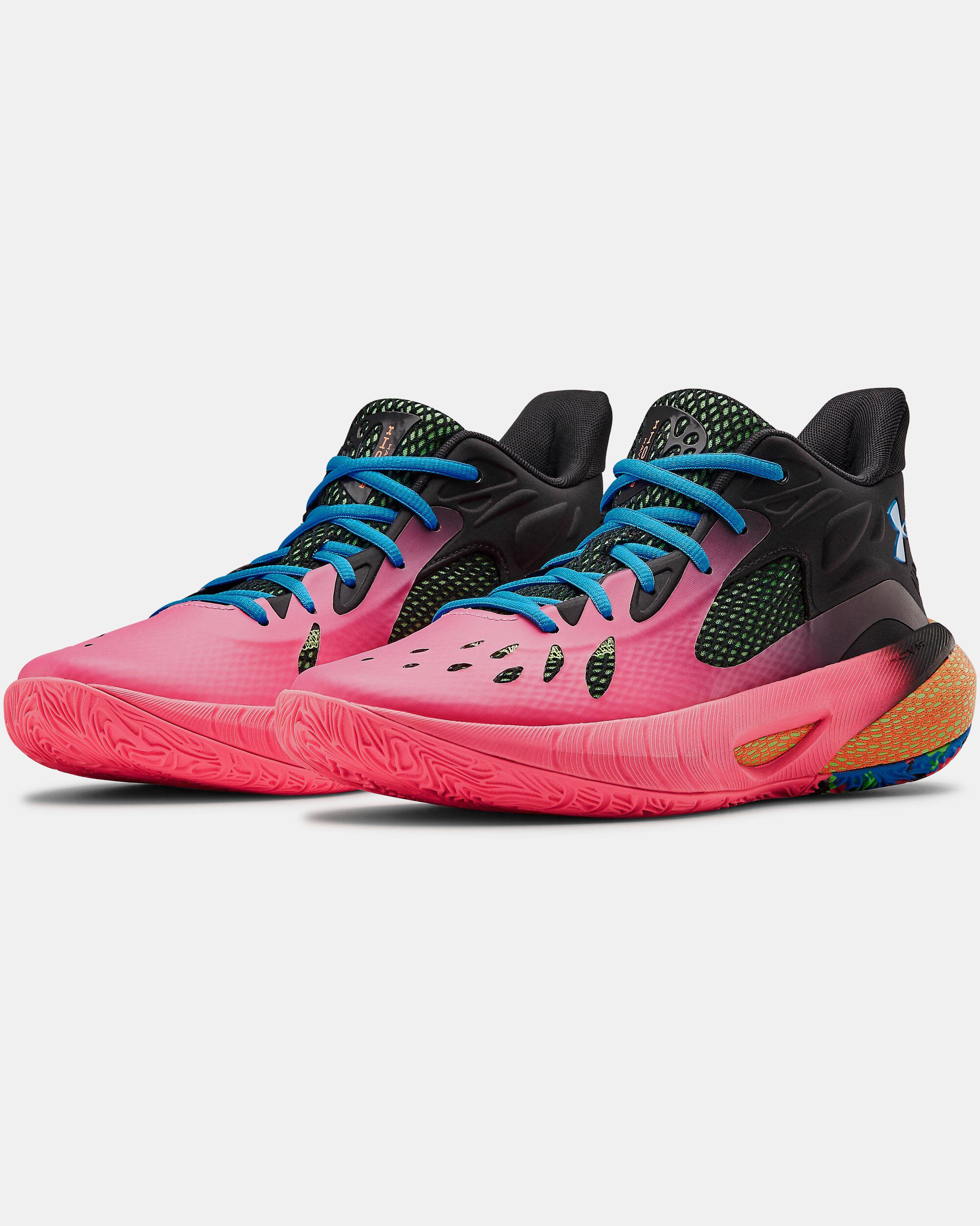 Pink under armour shoes basketball hotsell