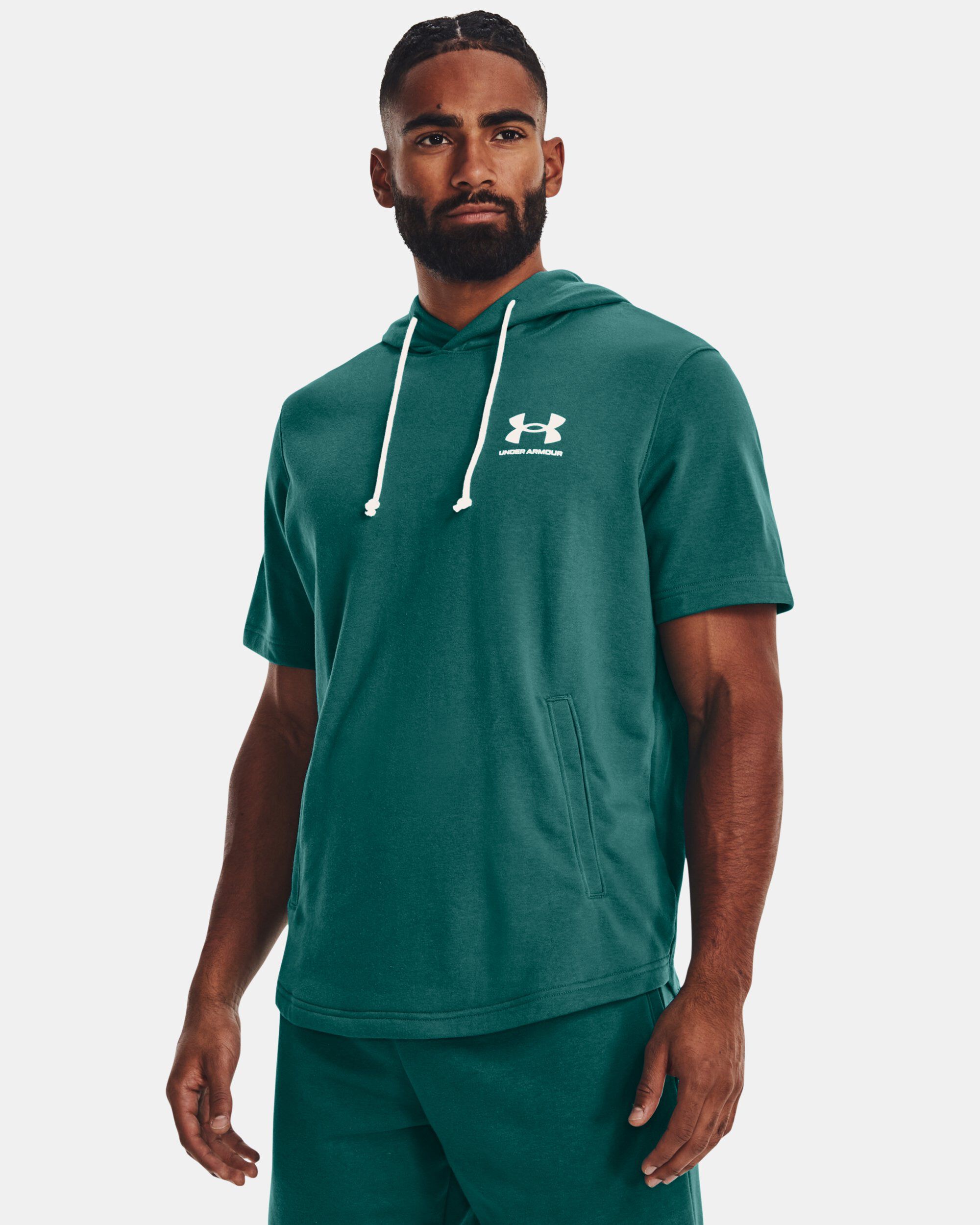 Under Armour Men s UA Rival Terry Short Sleeve Hoodie Green in