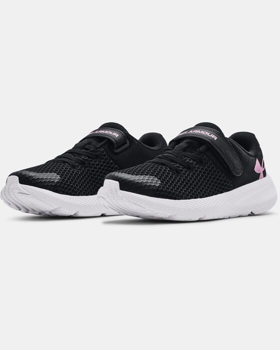 Girls' Pre-School UA Pursuit 2 AC Big Logo Running Shoes image number 3
