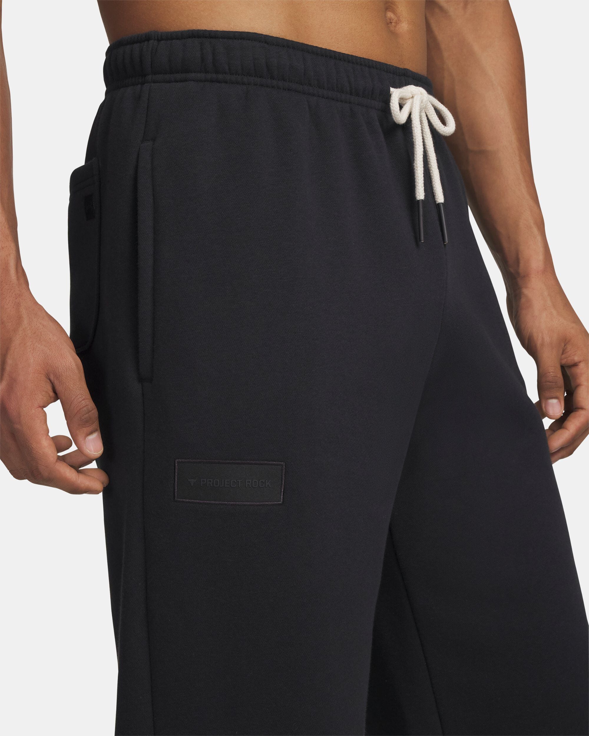 Shop Under Armour Project Rock Icon Fleece Men's Track Pants Black