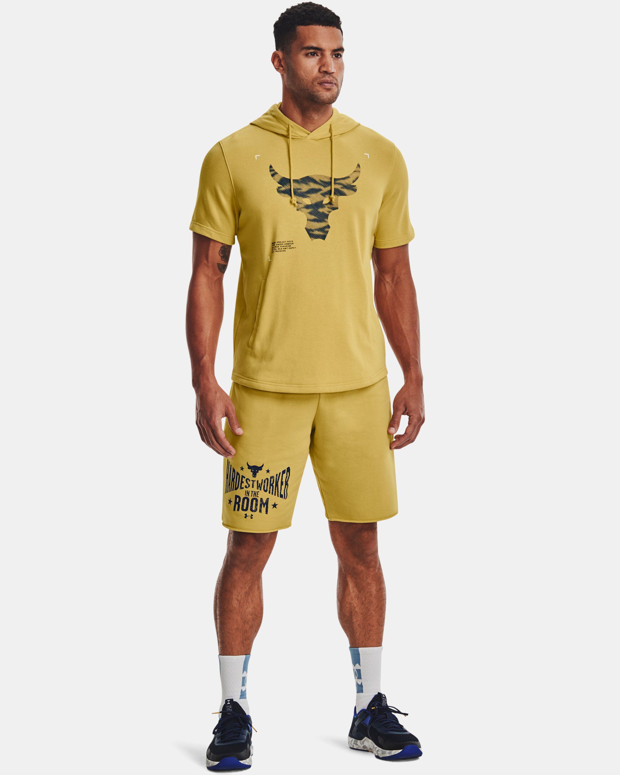 Buy Men s Project Rock Terry Short Sleeve Hoodie Yellow in Dubai UAE Under Armour