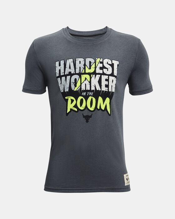 Boys' Project Rock Hardest Worker In The Room Short Sleeve image number 0