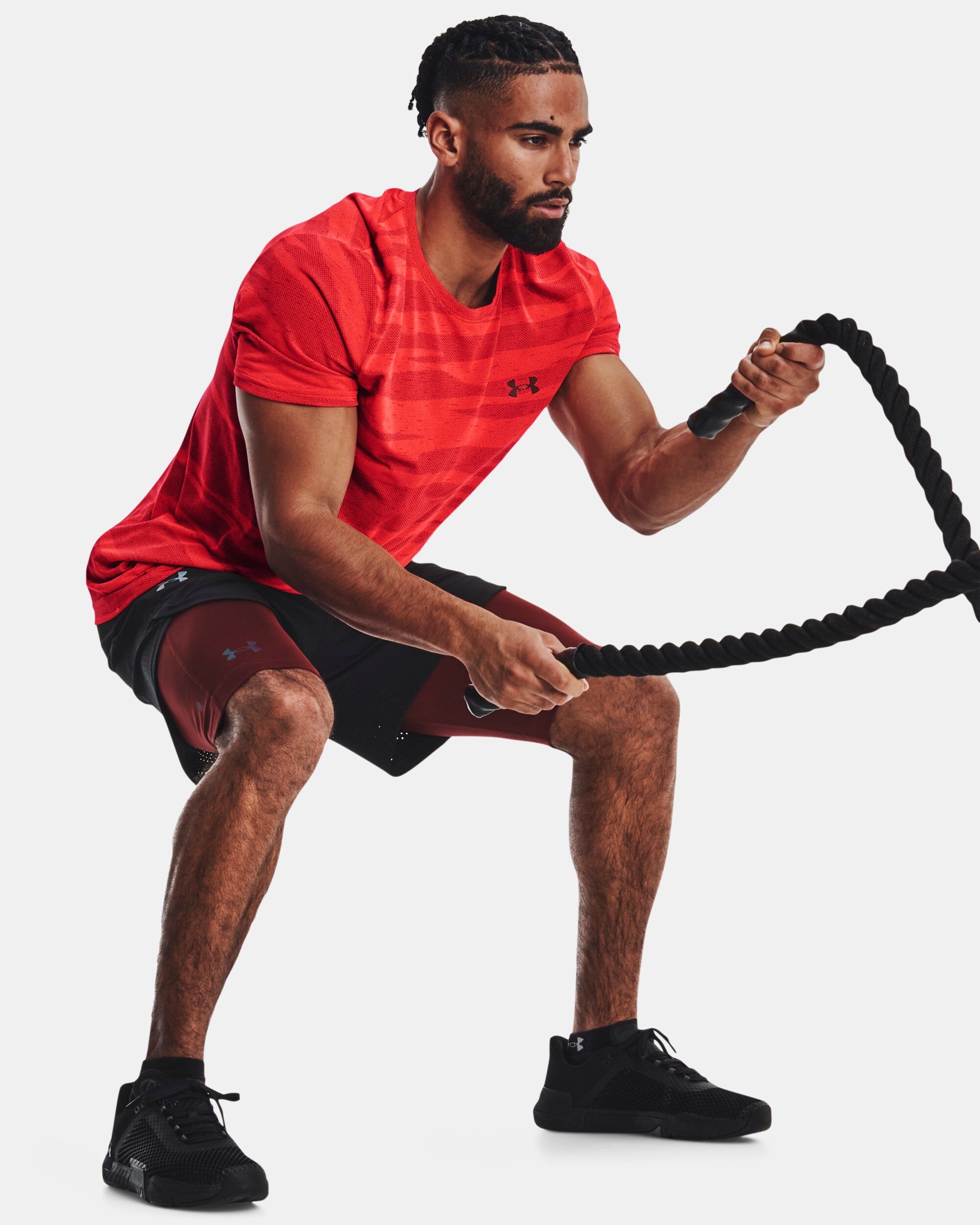 Red long shorts clearance