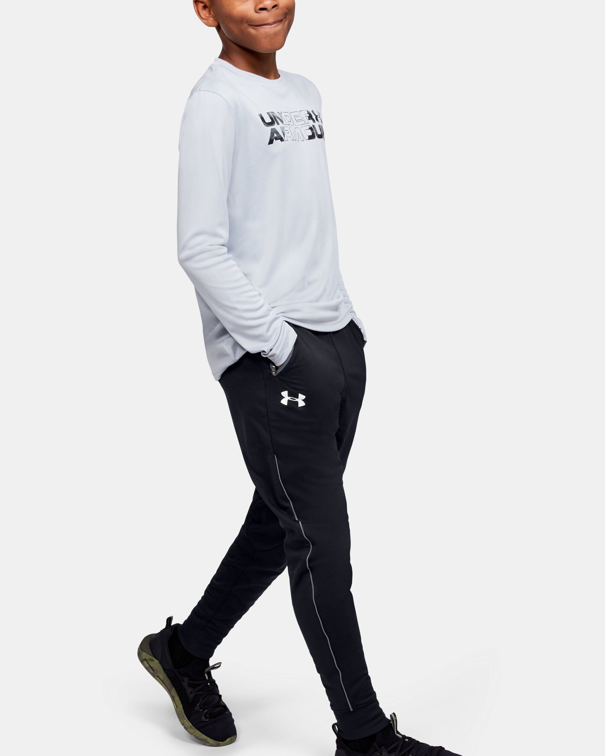 Buy Boys UA Pennant Tapered Pants Black in Dubai UAE Under Armour