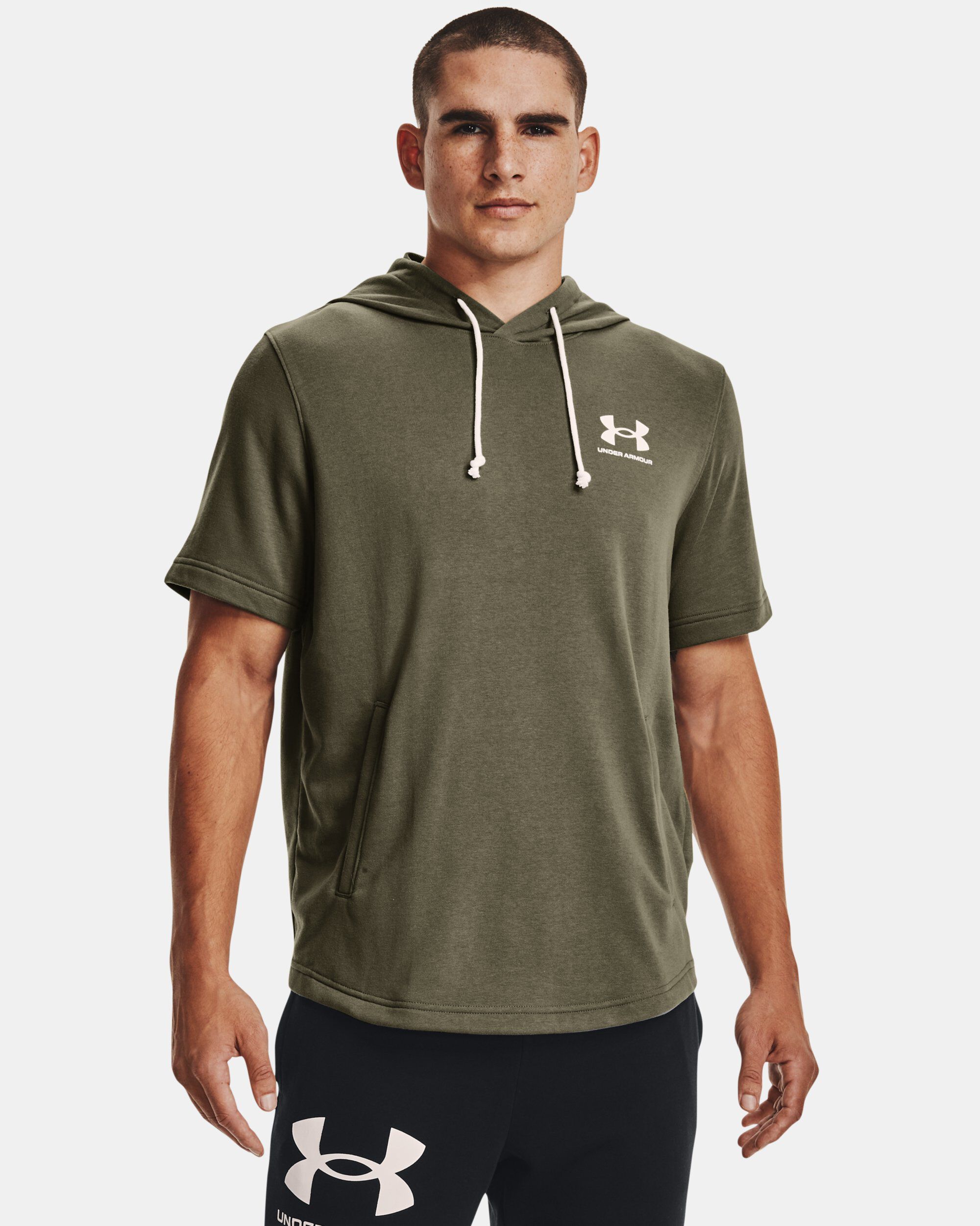 Under Armour Men s UA Rival Terry Short Sleeve Hoodie Green in