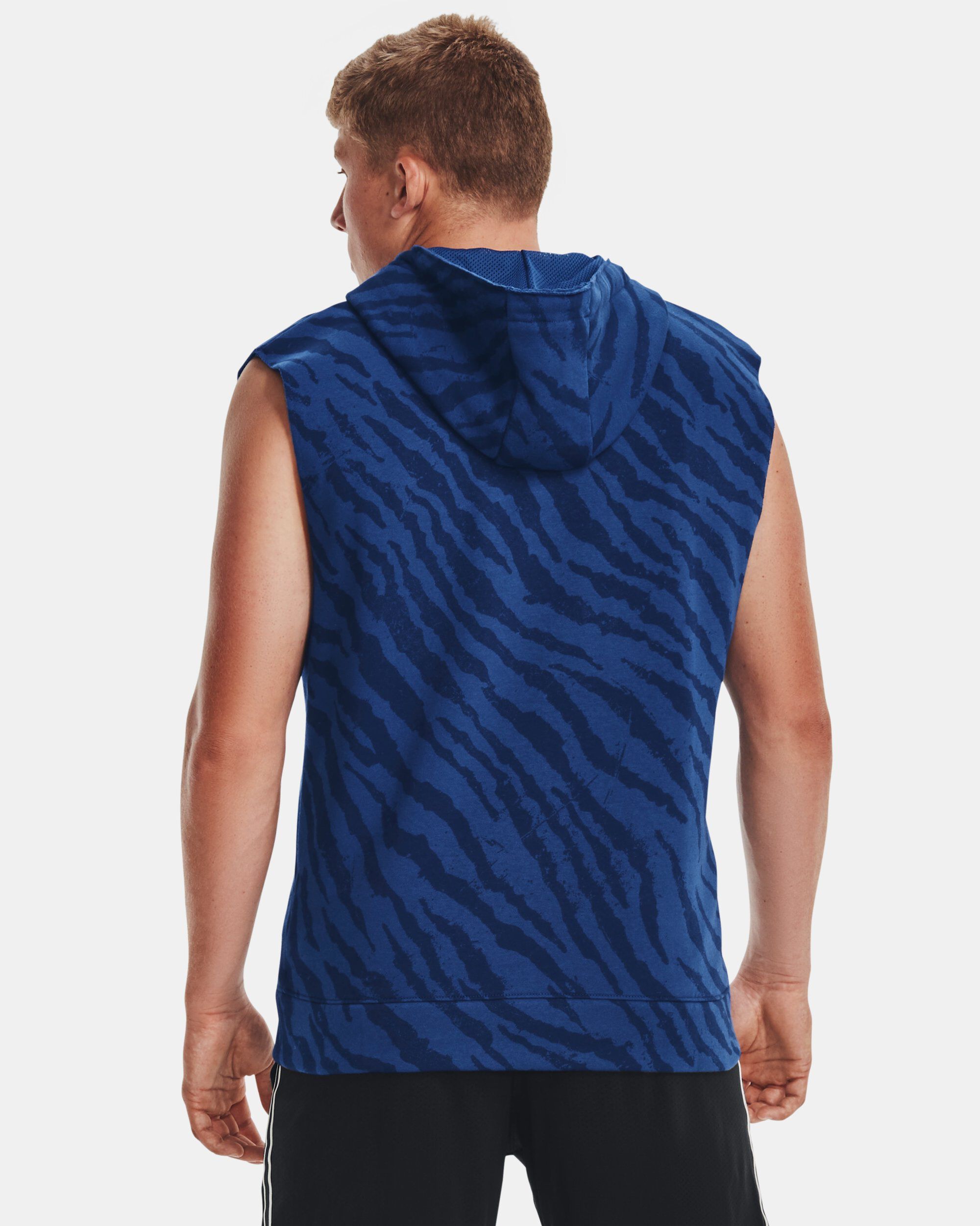 Buy Men s Project Rock Rival Fleece Sleeveless Printed Full Zip Blue in Dubai UAE Under Armour