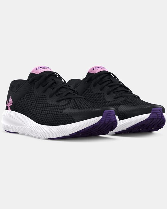 Girls' Grade School UA Charged Pursuit 2 Big Logo Running Shoes image number 3
