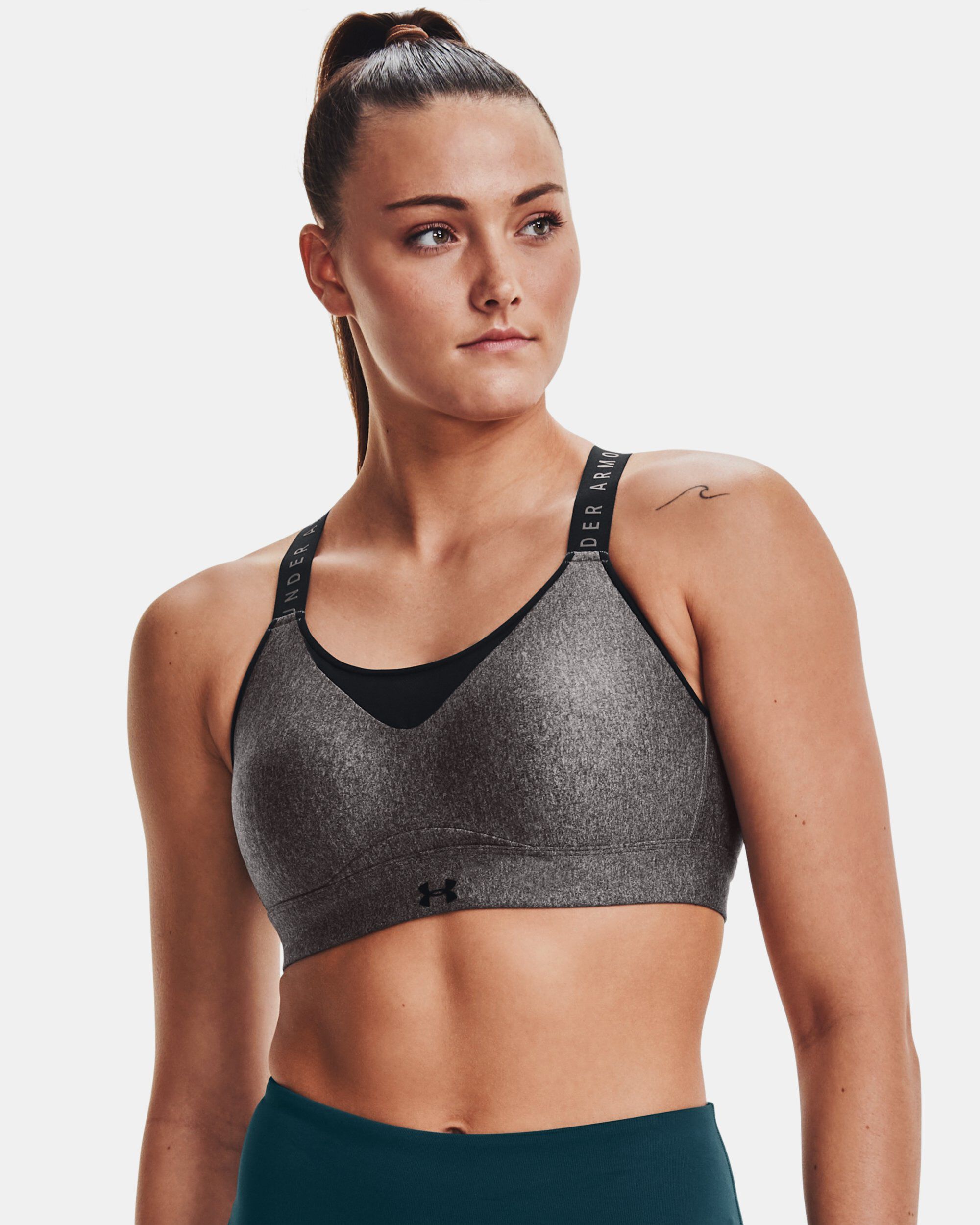 Under Armour Women s UA Infinity High Heather Sports Bra Grey in
