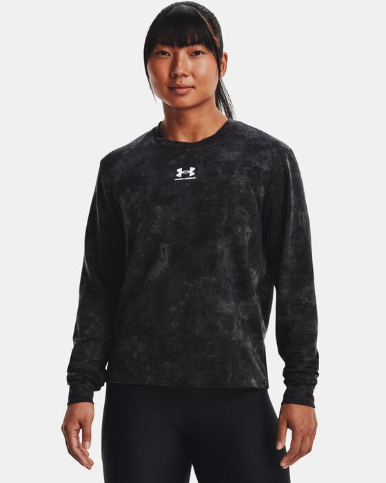 Women's UA Rival Terry Printed Crew image number 0