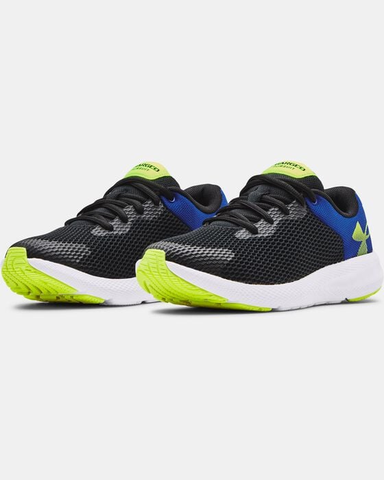 Boys' Grade School UA Charged Pursuit 2 Big Logo Running Shoes image number 4