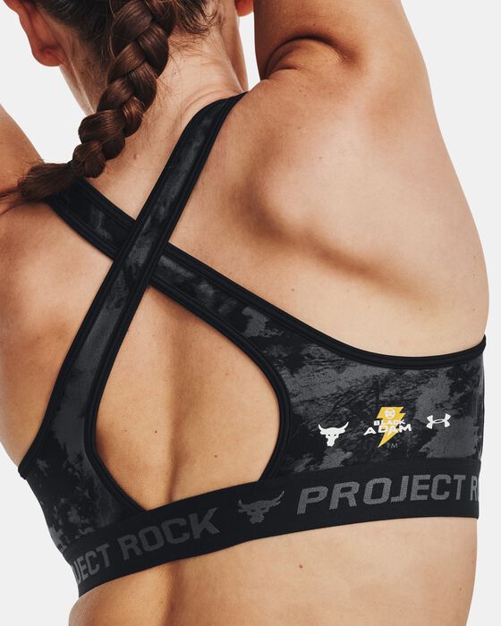 Women's Project Rock HeatGear® Black Adam Sports Bra image number 4