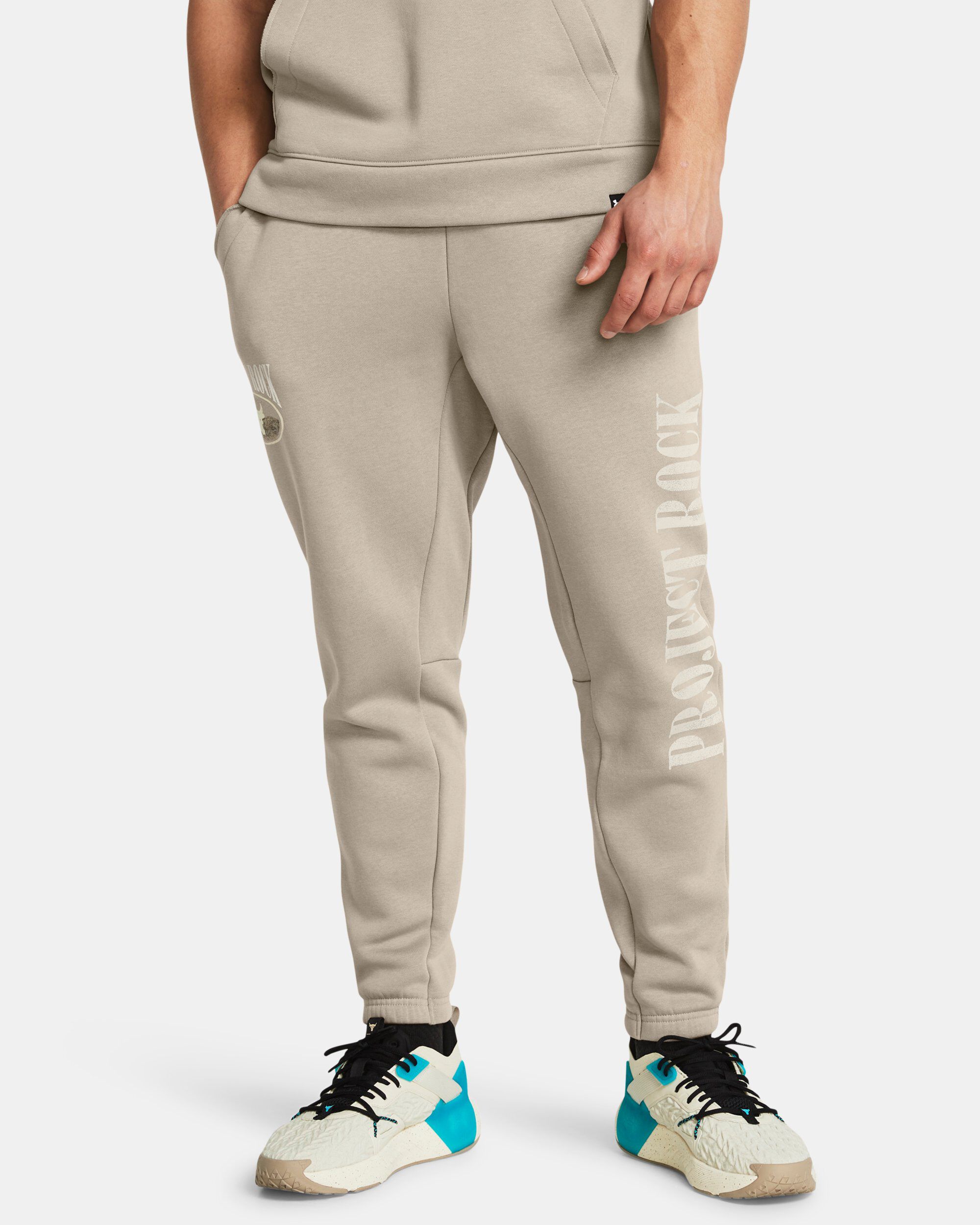 Buy Men s Project Rock Essential Fleece Joggers Brown in Dubai UAE Under Armour