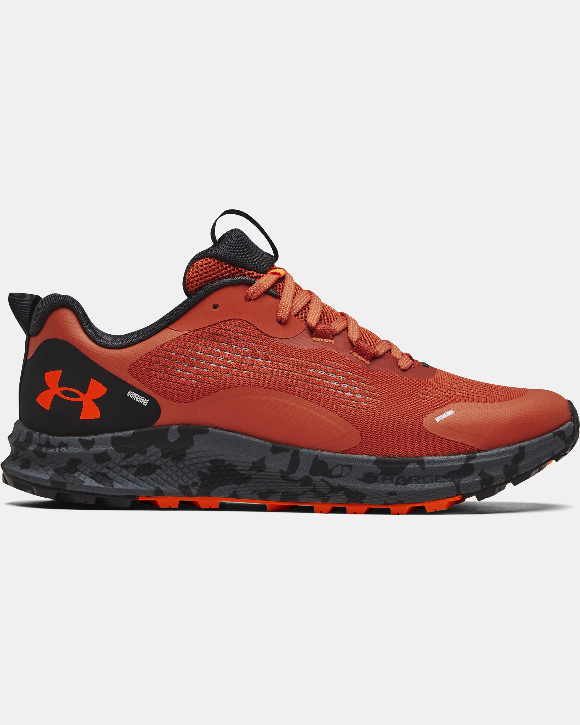 Orange and black cheap under armour shoes