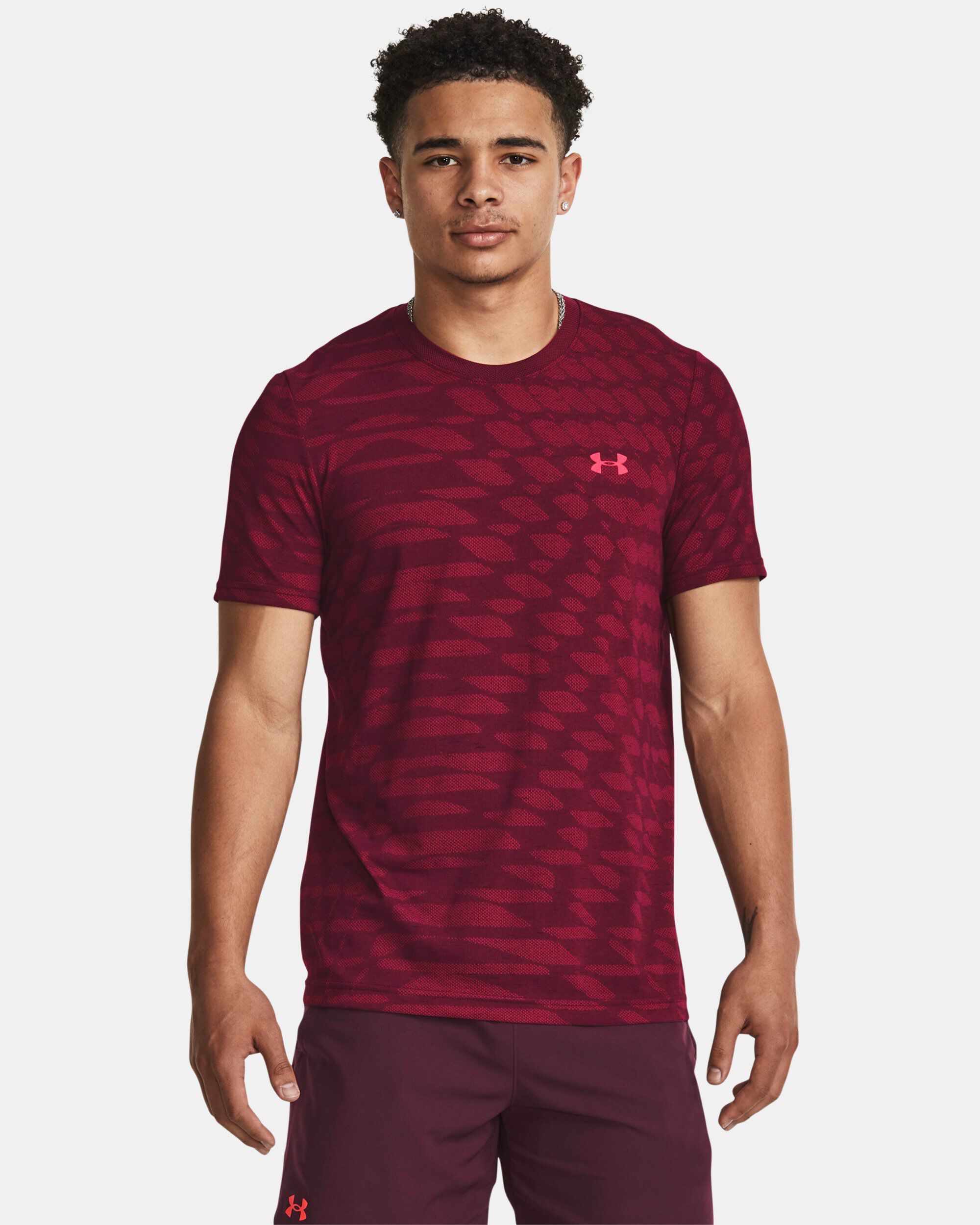 Buy Men s UA Seamless Ripple Short Sleeve Red in Dubai UAE Under Armour