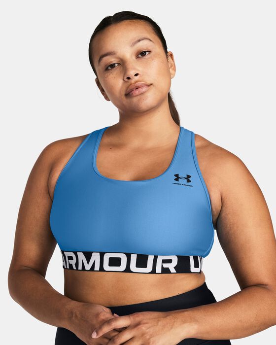 Women's HeatGear® Armour Mid Branded Sports Bra image number 4