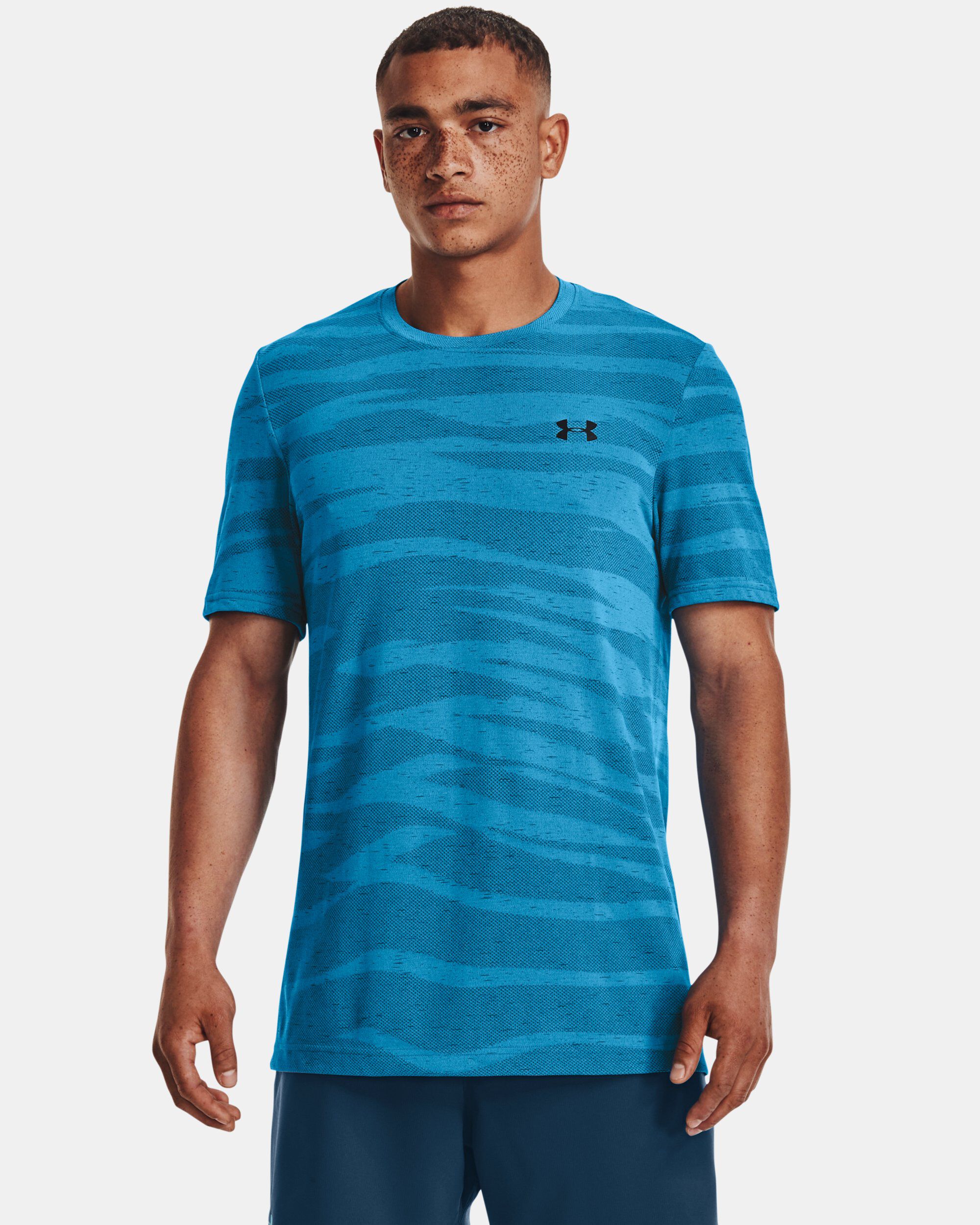 Buy Men s UA Seamless Wave Short Sleeve Blue in Dubai UAE Under Armour